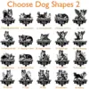 Shetland-Sheepdog-6 Grid of black silhouette memorial dog sign designs titled "Choose Dog Shapes 2" showing various dog poses with text "In Loving Memory Of MAX 2016-2024" and numbered style names