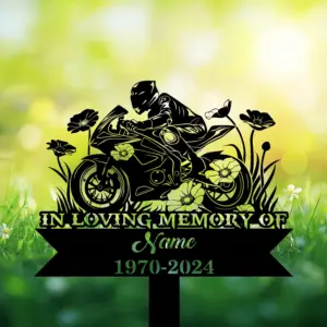 Personalized Sport Bike Memorial Garden Stake