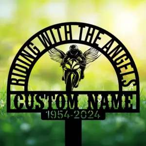 Personalized Sport Biker Memorial Garden Stake