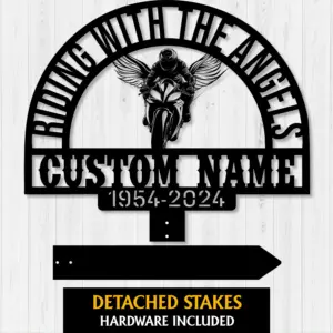 Personalized Sport Biker Memorial Garden Stake