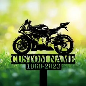 Personalized Sportbike Memorial Garden Stake