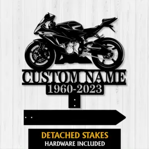 Personalized Sportbike Memorial Garden Stake