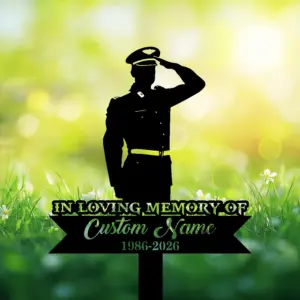Personalized Pilot Memorial Garden Marker – Powder-Coated Steel