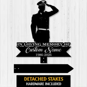 Personalized Pilot Memorial Garden Marker – Powder-Coated Steel