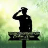 Silhouette of a saluting police officer over a grassy green memorial sign reading "In Loving Memory of Custom Name 1986-2026"
