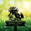 Style-15-Scuba-Diver-1 Memorial yard sign silhouette of a scuba diver over coral with text banner reading "IN LOVING MEMORY" and placeholder "Custom Name 1986-2026" on grassy blurred background