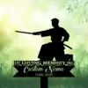Black silhouette of a kneeling samurai with sword above a memorial sign reading "In Loving Memory of Custom Name 1986-2026" on a green grassy background