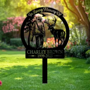 Personalized Dad Deer Hunter Memorial Garden Stake