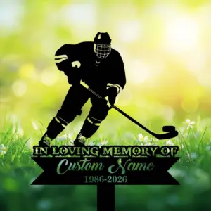 Personalized Ice Hockey Player Memorial Garden Stake – Steel