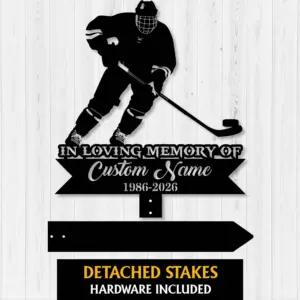Personalized Ice Hockey Player Memorial Garden Stake – Steel