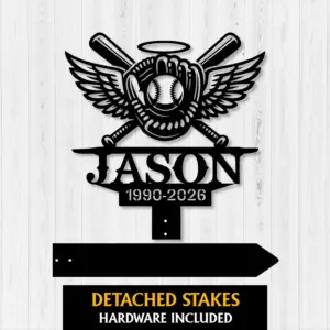Personalized Baseball Player Memorial Garden Stake