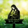 Style-24-Baby-with-Jesus-1 Black silhouette of Jesus holding a sleeping baby over a green blurred grassy background, text reading "SAFE IN THE ARMS OF JESUS" and "Baby Jason 2026"