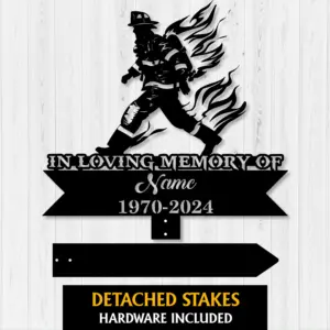Personalized Firefighter Memorial Garden Stake
