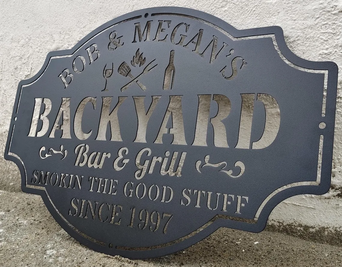 custom backyard metal signs