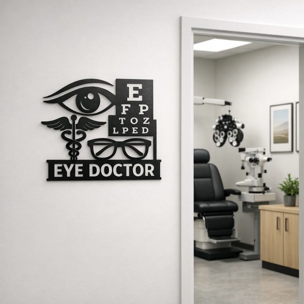 Custom Business Logo Decor 4 Ophthalmologist office with eye doctor wall decor custom business logo decor metal sign