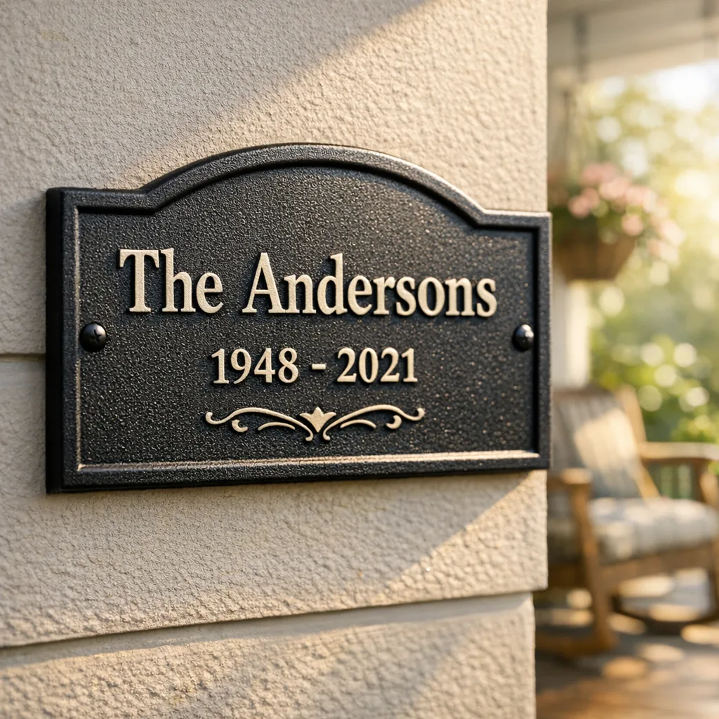Custom Metal Memorial Gifts 2 personalized metal memorial metal wind chime on a porch wall as an example of custom metal memorial gifts