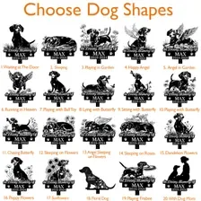 dachshund-5 Collage of 20 black silhouette dog signs showing various poses and activities with the name 'Max' and small decorative elements