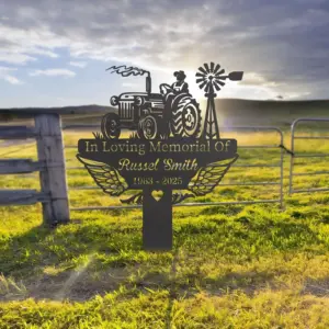 Personalized Farmer Cross Memorial Sign