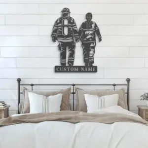 Personalized Firefighter Couple Address Sign