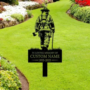 custom firefighter tribute garden stake — personalized name & dates memorial sign custom firefighter tribute garden stake — personalized name & dates memorial sign