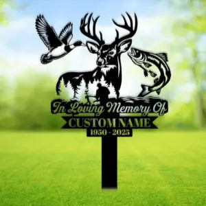 Personalized Hunting Fishing Memorial Garden Stake