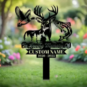 Personalized Hunting Fishing Memorial Garden Stake