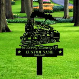 Personalized Train Memorial Garden Stake