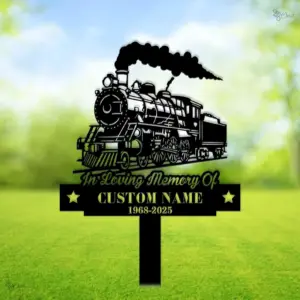 Personalized Train Memorial Garden Stake