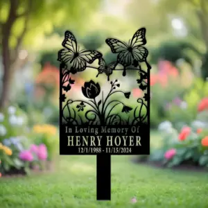 Personalized Butterfly Memory Memorial Garden Stake