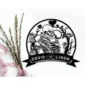 Personalized Skeleton Couple Address Sign