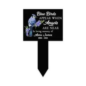 Personalized Blue Jay Memorial Garden Stake
