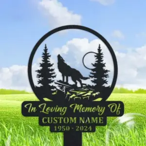 Personalized Wolf Memorial Garden Stake