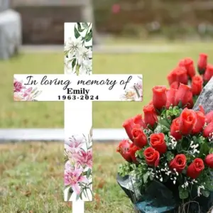 Personalized Lily Cross Memorial Sign