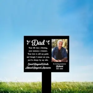 Personalized Hummingbird Cross Memorial Garden Stake