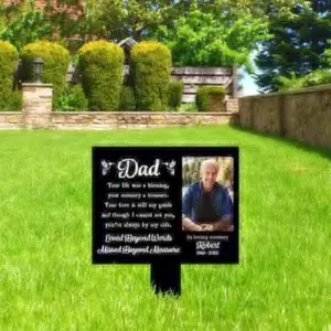 Personalized Hummingbird Cross Memorial Garden Stake