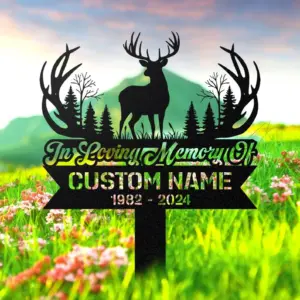 Personalized Deer Hunting Memorial Garden Stake Personalized Deer Hunting Memorial Garden Stake