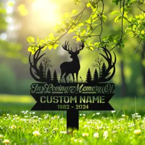 Personalized Deer Hunting Memorial Garden Stake