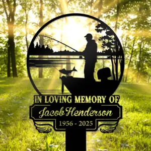 Personalized Fisherman Memorial Garden Stake
