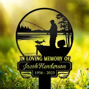 Personalized Fisherman Memorial Garden Stake