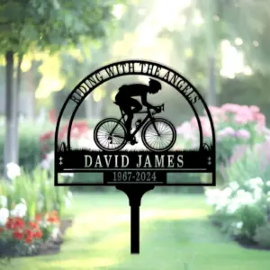Custom Cyclist Tribute Plaque — Personalized Name & Dates Memorial Sign