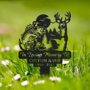 Personalized Deer Hunter Memorial Garden Stake
