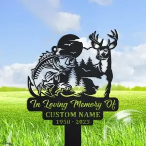 Personalized Deer Hunter Memorial Garden Stake