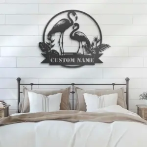 Personalized Flamingo Couple Address Sign