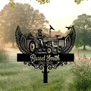 Personalized Winged Tractor Memorial Sign
