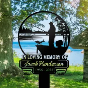 Personalized Fishing in Heaven Memorial Sign
