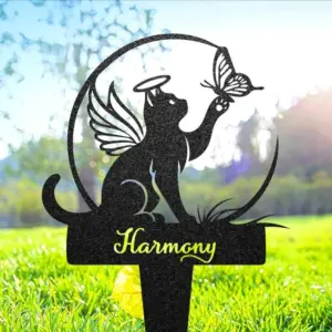 Custom Angel Cat Memorial Sign