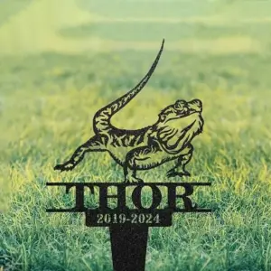Personalized Gecko Memorial Garden Stake