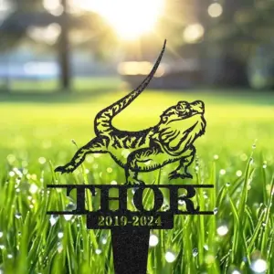 Personalized Gecko Memorial Garden Stake