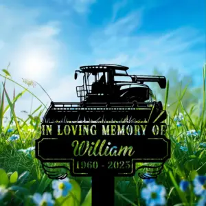 Personalized Combine Harvester Memorial Sign