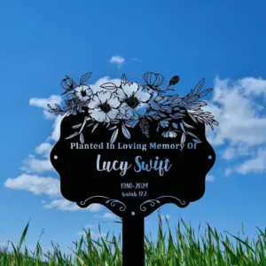 Personalized Floral Remembrance Memorial Stake